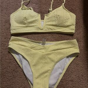 Yellow Textured Bikini Set